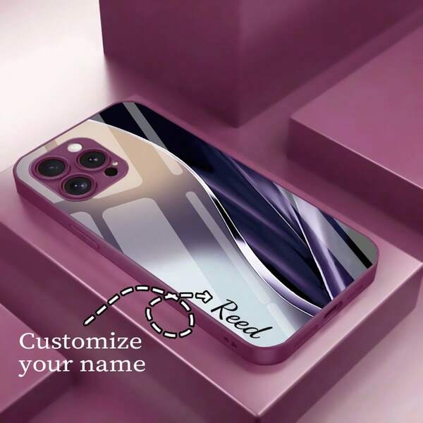 1 pieza Funda de teléfono de lujo personalizada con degradado curvo morado compatible con Apple 16 Pro Max, 15, 14, 14 plus, 13 Pro/13, 12, 11, XR, XS MAX y Galaxy S25 Plus, S24 ULTRA/S2plus/S21FE, A54/A70/A32/A03S/A14, Redmi Note 11 Pro+ 5G/POCOF3GT5G/POCOX65G, gran regalo para familiares, amigos, padres y pareja