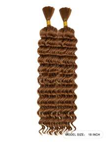 18 Inch Deep Wave Synthetic Braiding Hair Curly Micro Hair For Crochet Braids Bohemian Knotless Style No Weft Needed Voluminous Crochet Braids - Chocolate Brown - View 2