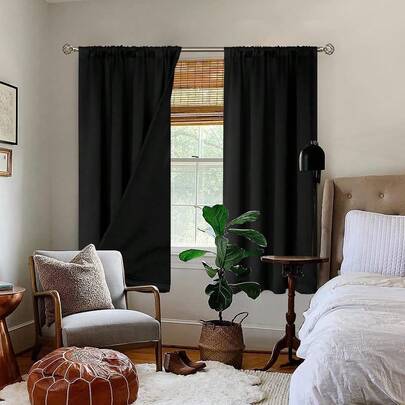 1 peça de tecido blackout para cortinas com isolamento térmico - 99% poliéster resistente a UV, estilo de pendurar com bolso para vara, tecido plano não alvejante, tema de arte para quarto, blackout revestido e isolante térmico, economia de energia, absorção de som - ideal para quarto, cabana e escola para sono profundo