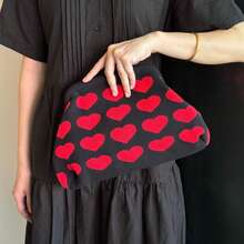 Elegant Striped Colorblock Clutch Bag - Cosmetic Bag Large, Durable, Multifunctional Women's Beach Bag, Summer Wallet Elegant Women's Bag, Suitable For Daily Use And Holiday Occasions Mother's Day Gift, Wedding Season Souvenir Bag - Red - View 2