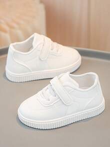 1 双儿童 PU 皮革轻便舒适时尚女童鞋，春秋低帮刺绣小白运动鞋 - 白色 - 查看 2