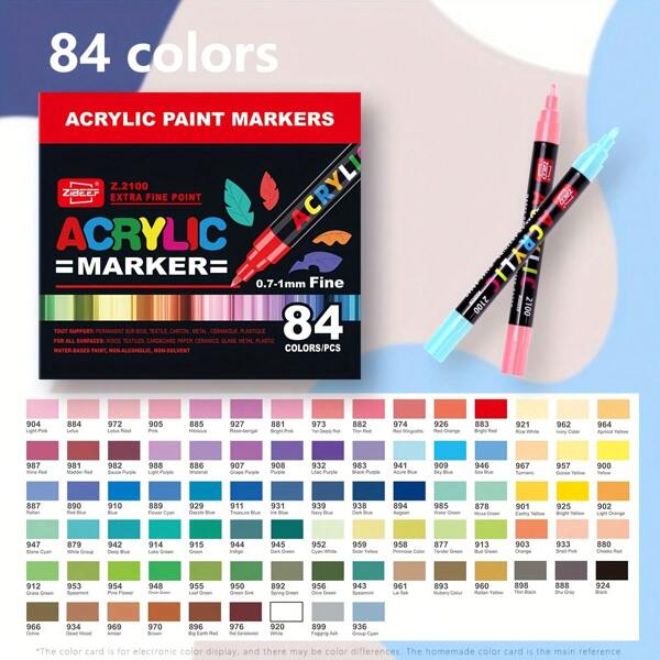 Set de 36/60/84 colores, marcadores acrílicos con punta de 0.7 mm, adecuados para superposición en papel no transparente, inodoros, perfectos para dibujo a mano y garabatear, ideales para diarios y como regalo. Útiles escolares, de vuelta a clases