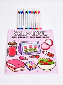 1pc Self Love :Easy 52pagaColoring Book For Adults And Teens, Colouring Book Super Cute Designs Of Cozy, Hygge Spaces For Relaxation (Cozy Spaces Coloring) .Back To School A Relaxing Gift For Friends, Couples, And Family 12 Color Marker Painting Kit (Default Without Pen) Set [Essential Hand Drawn] Suitable For Beginners, Sketching