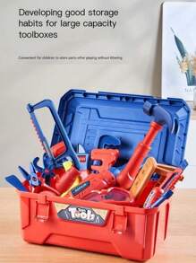 Set di 48 pezzi di cassetta degli attrezzi giocattolo per bambini, set di simulazione di riparazione per esercizi, utile per sviluppare le abilità manuali dei bambini, giocattoli di assemblaggio di ingegneria multipli, adatti per camere da letto, soggiorni e attività genitori-figli