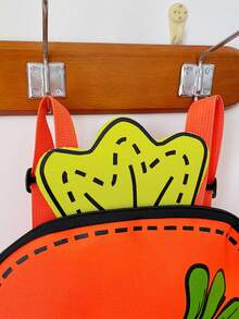 1pc New Versatile Carrot Backpack With Contrast Color, Creative And Waterproof For Outdoor Use
