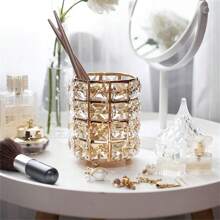 1pc Crystal Tissue Box, Elegant Home Decor Gift For Living Room, Office, Coffee Shop, Hotel, 1pc Brush Holder Pen Organizer Box