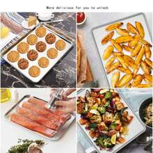 3件/1件蛋糕烘焙糕点储存托盘不锈钢蒸香肠盘长方形水果盘餐厅酒店面包烤盘 - 銀色 - 查看 11