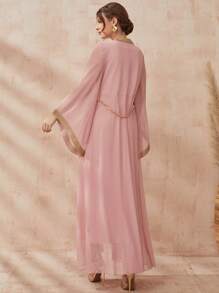Middle Eastern Abaya Robe Muslim Women's Dress Spring And Summer Abaya Two Pieces Set With Belt Arab Cardigan Robe