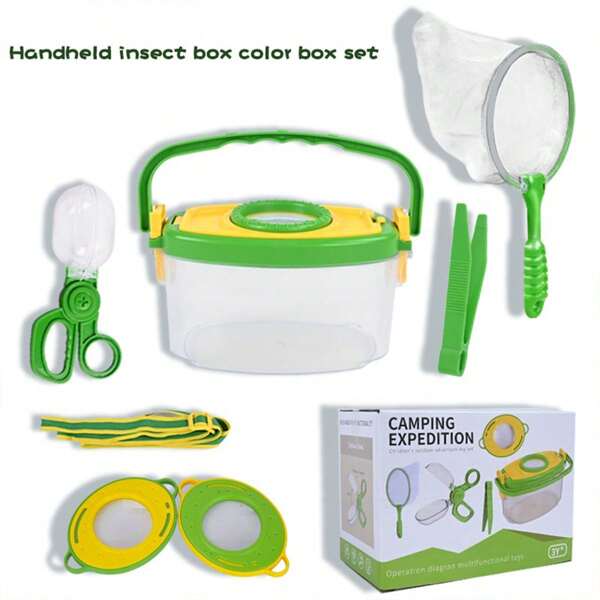 Set explorador de bichos para niños, para exterior, con pinzas, lupa, red de captura, genial para acampar, con empaque de regalo