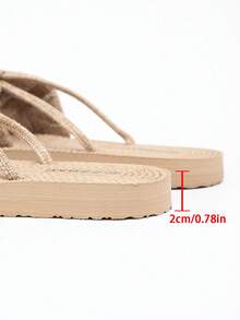 春夏四季皆宜卡其色蝴蝶结装饰宽楦大码凉鞋（加宽脚围，比正常脚围宽2码），适合欧洲、美洲和中东地区穿着，简约时尚平底宽楦凉鞋 - 淺駝色 - 查看 7
