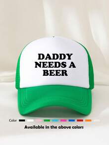 1 件男女通用“DADDY NEEDS A BEER”印花网眼卡车司机帽棒球帽太阳帽，适合休闲、户外、旅行、徒步旅行、海滩 - 彩色 - 查看 5