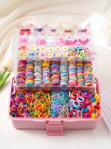 528pcs/517pcs/70pcs/501pcs/345pcs/100pcs Assorted Hair Accessories Set For Girls, Including Sweet Simple Elastic Hair Ties, Fashion Versatile Small Flower Hair Claws, Cartoon Butterfly Hair Clips, Suitable For Gifts And Daily Wear (Random Color - OPP Bag)