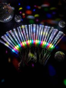 12支装光纤发光棒，LED泡沫荧光棒，彩色光纤发光棒，3种发光模式 - 发光光纤棒，LED闪光棒，适用于黑暗派对、单身派对、男女派对等场合，可作为发光礼物、婚礼派对用品、节日派对、音乐会、婚礼、酒吧、午夜派对、家庭聚会、夏季派对、夏威夷、万圣节、7月4日、秋季等。