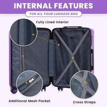 29" Large Suitcase Lightweight 4 Wheel Spinner ABS Hard Shell Luggage For 23kg 100 Litre - Purple - View 5