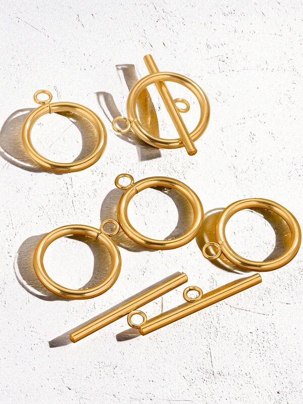 5 conjuntos/lote de conectores de fechos OT de aço inoxidável para pulseiras e colares, fechos de alternância DIY, fivelas, suprimentos para fabricação de joias, conectores, redondos e outros formatos, joias de ouro 18k, acessórios, extensor de colar, fabricação de joias, ferramenta para pulseira, bugigangas, pingentes para fabricação de joias, suprimentos para artesanato, extensor de colar, extensor de pulseira, pingentes para fabricação de joias, achados e componentes para joias, fechos e ganchos para fabricação de joias