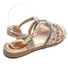 Sandales Plates Bohèmes à Brides Fantaisie Multicolores Et Strass - Snake - View 4
