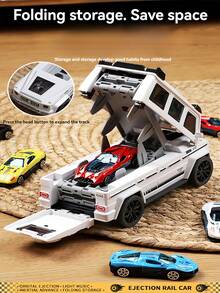 Children's Transforming Track Off-Road Vehicle, Inertia-Driven, Foldable And Portable For Easy Storage, Features A Launching Track, Promotes Parent-Child Interaction, Offers Multiple Ways To Play, Is Drop-Resistant And Durable, And Is An Educational Toy Car Suitable As A Gift For Boys And Girls Aged 3-12.