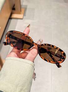 2 piezas Set de gafas ovaladas de plástico clásico para mujeres, combinación para regalo de vacaciones, vacaciones tropicales en la playa, actividades casuales al aire libre, fotos en la calle, playa, verano, viajes