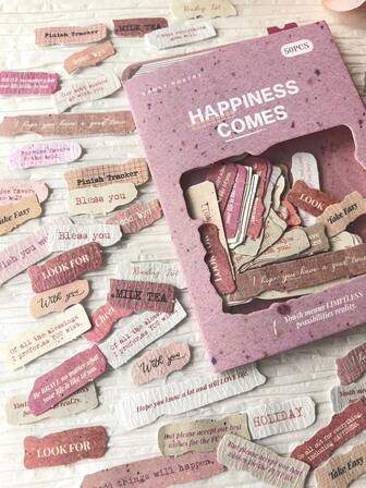 50pcs/Pack English Phrase Stickers With Natural Texture, DIY Decoration Material,School Supplies,Back To School