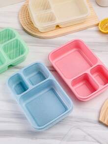 Cutie de prânz 1 buc cu capac, cutie Bento portabilă, recipient pentru depozitarea alimentelor cu 3 compartimente, cutie etanșă pentru depozitarea alimentelor, potrivită pentru întoarcerea la școală, serviciu, camping, picnic, studiu, depozitare în bucătărie, organizator de dulap, accesoriu de bucătărie - Multicolor - Vizualizare 9