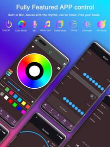 NBBUFF Dải đèn LED 100ft dùng trang trí nhà cửa, đèn thông minh có điều khiển từ xa bằng ứng dụng, hẹn giờ, độ sáng có thể điều chỉnh, tích hợp mic, đồng bộ nhạc, đổi màu cho phòng bếp, trang trí tiệc, đèn nền TV, phụ kiện chơi game - Bộ điều khiển mini - Xem 5