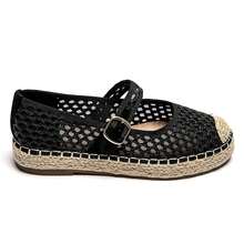 Ballerines ajourées à bride fantaisie avec boucle décorative sur semelle tressée - 黑色2223 - 查看 2
