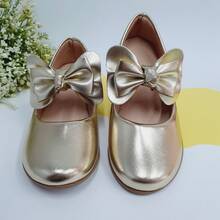 Children's Shoes Girls' Heels With Bow Knot Doll Low High Heel Party Fashion Blogger Comfort - 金色 - 查看 4