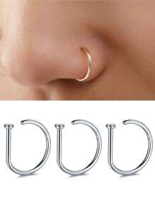 D-förmige Nasenpiercing-Imitate, Edelstahl Clip-On Nasenringe für Frauen & Männer, ohne Piercing notwendig, perfekt für Valentinstag, Muttertag, Geburtstage, Partys, Festivals, Cosplay und den täglichen Gebrauch