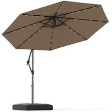 Lifezeal 10 FT Solar Offset Hanging Umbrella Patio Cantilever Umbrella With 32 LED Lights - Brown - View 10