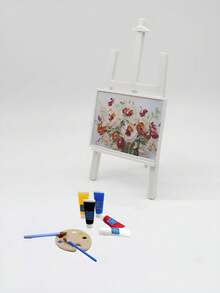 Mini Painting Toys Model, Realistic Palette, Dollhouse Decor DIY Accessories, Doll House Study Room Decoration, Paint Model, Brush Model, Mini Painting Board, Miniature Palette Decor - Multicolor - View 8