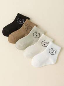 5 Pairs Of Spring, Summer, Autumn Short Socks For Boys And Girls Aged 0-6, Comfortable, Soft, Cute, Bear, Baby Socks