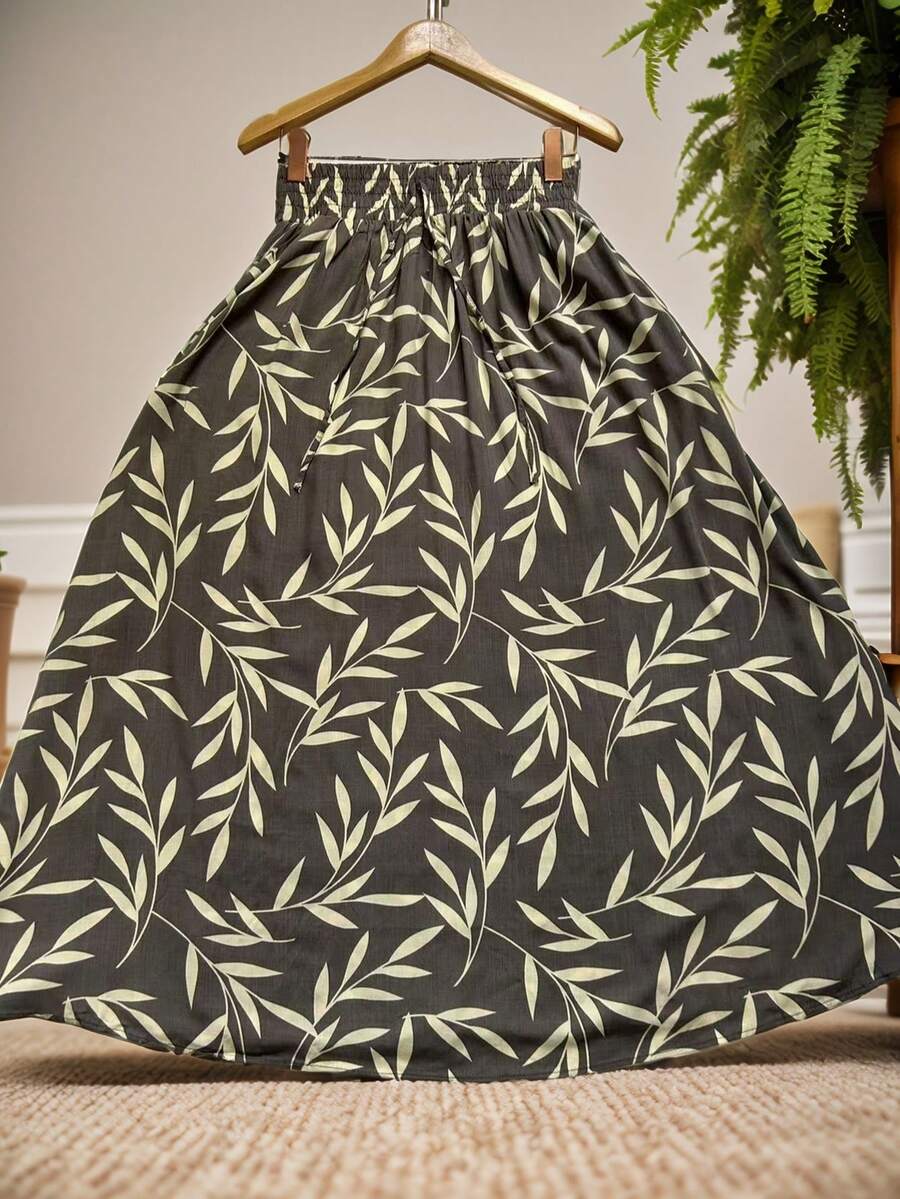 Steve Store Women's Fashion Viscose Fabric Skirt With Lining, Has Pocket And Slit On The Sides - cinza - 查看 1