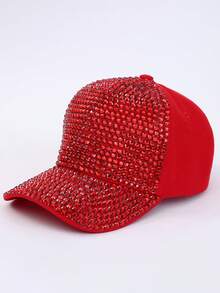 1 件女式水晶铆钉棒球帽，可调节休闲弧形帽檐按扣帽，男女通用户外太阳帽，时尚街头服饰，适合日常 - 彩色 - 查看 6