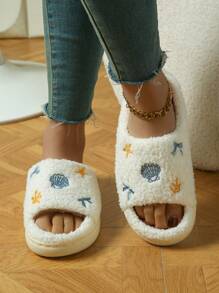 Pantuflas abiertas de plumón, pantuflas interiores antideslizantes y lindas, pantuflas de forro polar suaves para el hogar para primavera y otoño, pantuflas esponjosas y livianas para todas las estaciones con cierre deslizante, pantuflas de piel de pelo respirables para la casa