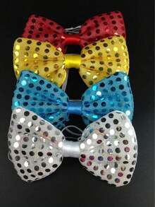 4 件/2 件/1 件亮片发光蝴蝶结装饰，LED 发光男士蝴蝶结适合夜间狂欢派对酒吧歌舞表演氛围舞蹈装扮，适用于婚礼、圣诞节、狂欢节、街头霓虹灯派对 COS 派对装饰、发光舞会派对活动物品、黑暗派对发饰用品荧光棒狂欢配饰。圣诞发光蝴蝶结作为送给男朋友和丈夫的礼物（多种灯光模式） - 彩色 - 查看 2