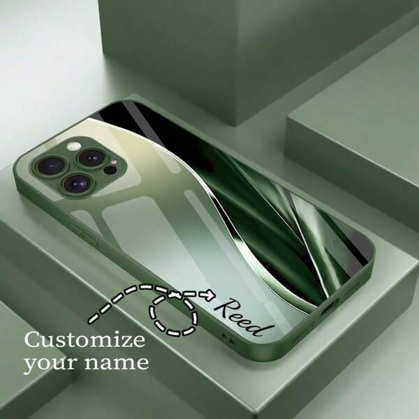 1 funda de teléfono empresarial de lujo personalizable con degradado, curva y verde, compatible con Apple 16 Pro Max, 15, 14, 14Plus, 13Pro/13, 12, 11, XR, XSMAX, Galaxy S25 Plus, galaxia S 24ULTRA/S2plus/s21FE, A54/A70/ A32/A03S/a14, Redmi Note 11 Pro+ 5G/POCOF3GT5G / POCOOX65G, adecuado como regalo para familiares, padres, amigos, esposo