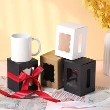 12pcs Mug Gifts Boxes With 1 Roll Ribbon, Transparent Gift Packaging Box For Wrapping 11-12oz Blanks Sublimation Mugs, Mugs Wine Glass Wrapping Gift Box Mug Holder Candle Gift Box