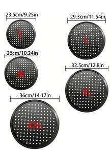 1 件加厚穿孔碳钢不粘圆形披萨烤盘，披萨和大扁面包专用烤盘，烘焙工具