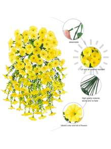 2pcs/4pcs Artificial Hanging Flowers, Yellow Eucalyptus Leaves Hanging Greenery Decorations, Suitable For Autumn, Garden Decorations, Outdoor Artificial Hanging Flowers, Home Office, Floral Theme, Perfect For Valentine's Day, Thanksgiving, Home Decoration,Fake Plants