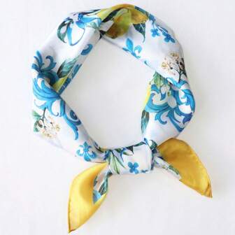 1 件女士柠檬图案时尚女士头巾，适合日常生活