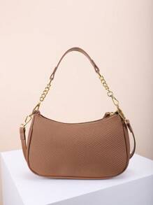 1pc PU Soft Face Shoulder Underarm Bag, Elegant Shoulder Bag, Casual Versatile Texture Chain Crossbody Purse, Solid Color Casual Daily Bag, Suitable For Daily Use - Travel, Work Or Shopping, College Classroom, Commuting, Shopping, Dating, Women's Gift, Business Commute