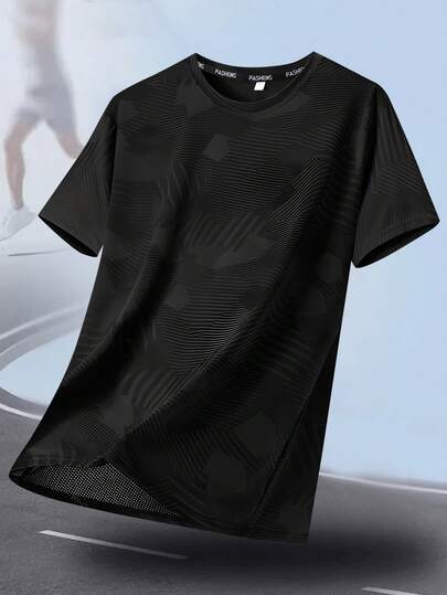 Herr-T-shirt för utomhussport, avslappnad lös passform med kort ärm för vår/sommar, bekväm för utomhusaktiviteter, lämplig för tennis, golf, hockey, ridning