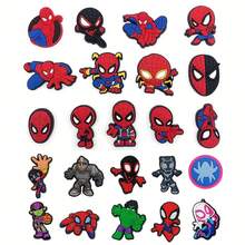 Set da 23 pezzi di accessori moda a forma di personaggi della serie Marvel Spider-Man, decorazioni in PVC per zoccoli, regali per adulti
