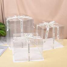 1pc Transparent White Dustproof Party Gift Packaging Box, 1-Layer, 2-Layer, 3-Layer Display Storage Box, Includes 1 Ribbon