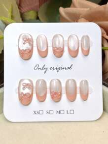 10PCS Pink Press On Nails Cat Eye French Short Square Nails, Summer Nails, Handmade Press On Nails,Short Nails Home DIY Nail Design Full Coverage Fake Nail Tips Artificial Fingernails For Women And Girls Manicure Supplies Office Daily Wear False Nails, Purely Hand-Wear Nails