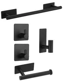 OBOVAY 5pcs Drill-Free Bathroom Accessories Set, Stainless Steel Bathroom Hardware Set, Towel Bar, Towel Rack, Toilet Paper Holder, Wall Hooks, Robe Hooks, Towel Hooks, Stainless Steel Brushed Wall Hooks For Hanging Bathrobes, Sponges In Bathroom And Bedroom - Multicolor - View 11