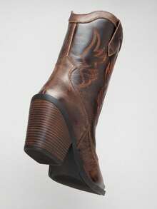 Versatile Timeless Texan Country Boot With Block Heel And Zipper - 咖啡棕 - 查看 4