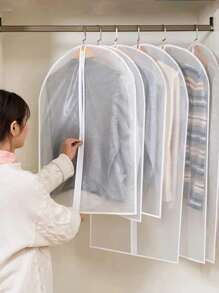 1 Pc Transparent Waterproof Clothes Protector Bag, Breathable Zipper Garment Cover, Dustproof Anti-Moth Storage Bag, Suitable For Coats And Suits