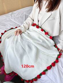 1PC Finished Rose Blanket A Bouquet Of Rose Flowers Handmade Crochet Acrylic Grace Fuzzy Sweater Lily Of The Valley Throw With Milk Rose Fringe Bed Couch Mother's Day Gift Just For Mommy For Dress - A - View 8