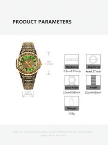 1 pièce Montre-bracelet mécanique avec cadran squelette en acier inoxydable pour homme, design lumineux vert, mode et